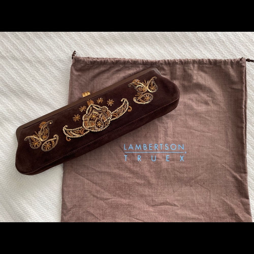Lambertson Truex Beaded Suede Clutch
